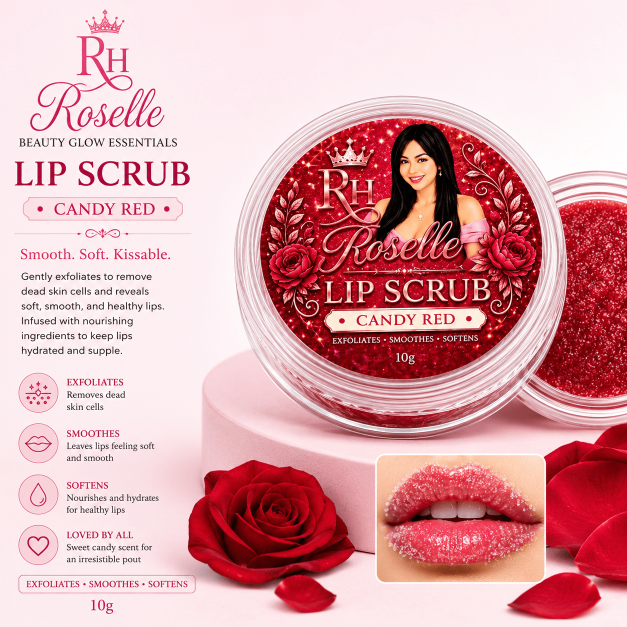 RH Roselle Lip Scrub โ Candy Pink ๐ - Roselle