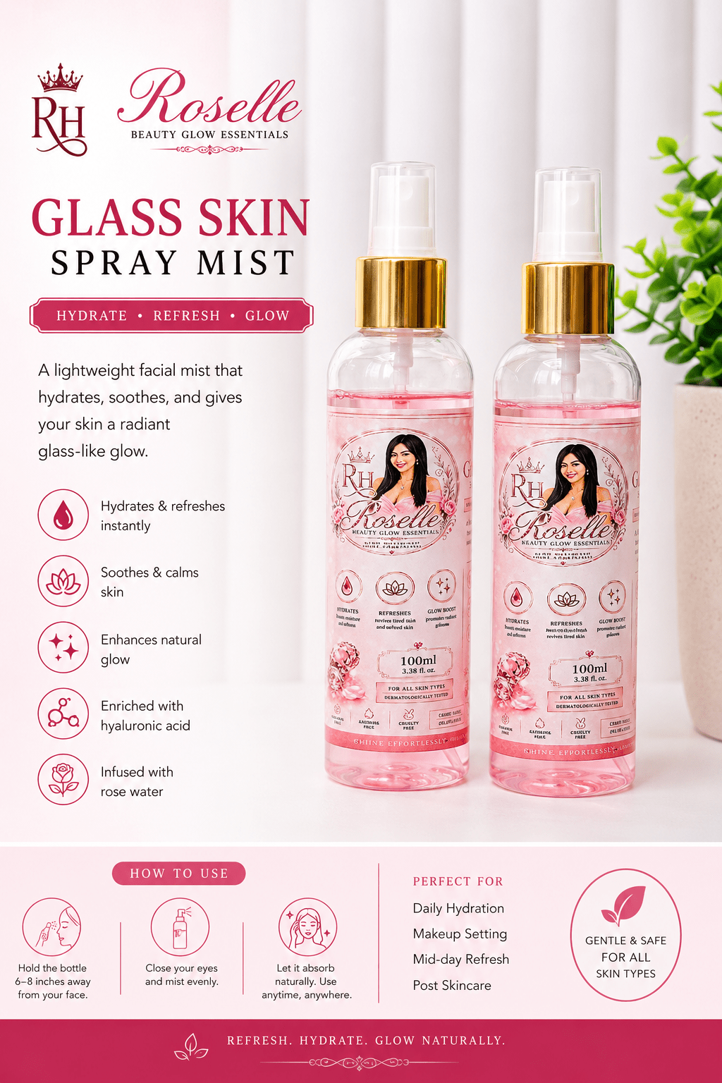 Roselle Glass Skin Spray Mist - Roselle