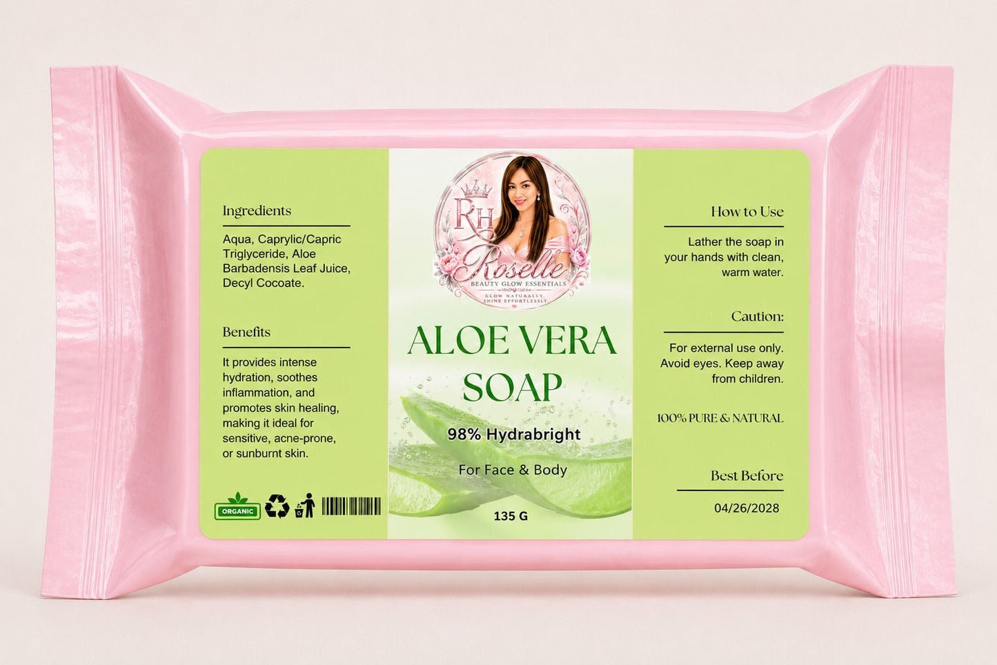 Aloe Vera Soap - 98% Hydrabright - Roselle