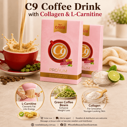 C9 Proslim Coffee Mix Gold with Collagen & L-Carnitine - 10 Sachets - Roselle