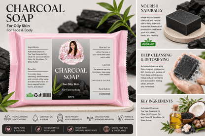 Charcoal Soap - For Oily Skin - Roselle