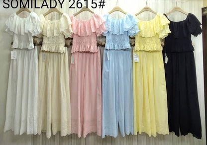 Eyelet Ruffle 2-Piece Set - Roselle