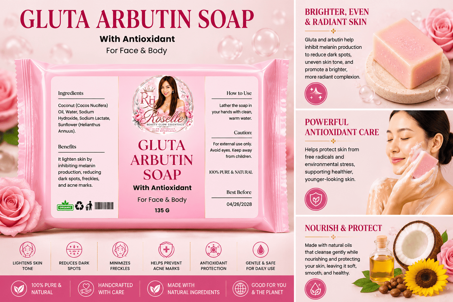 Gluta Arbutin Soap - Roselle