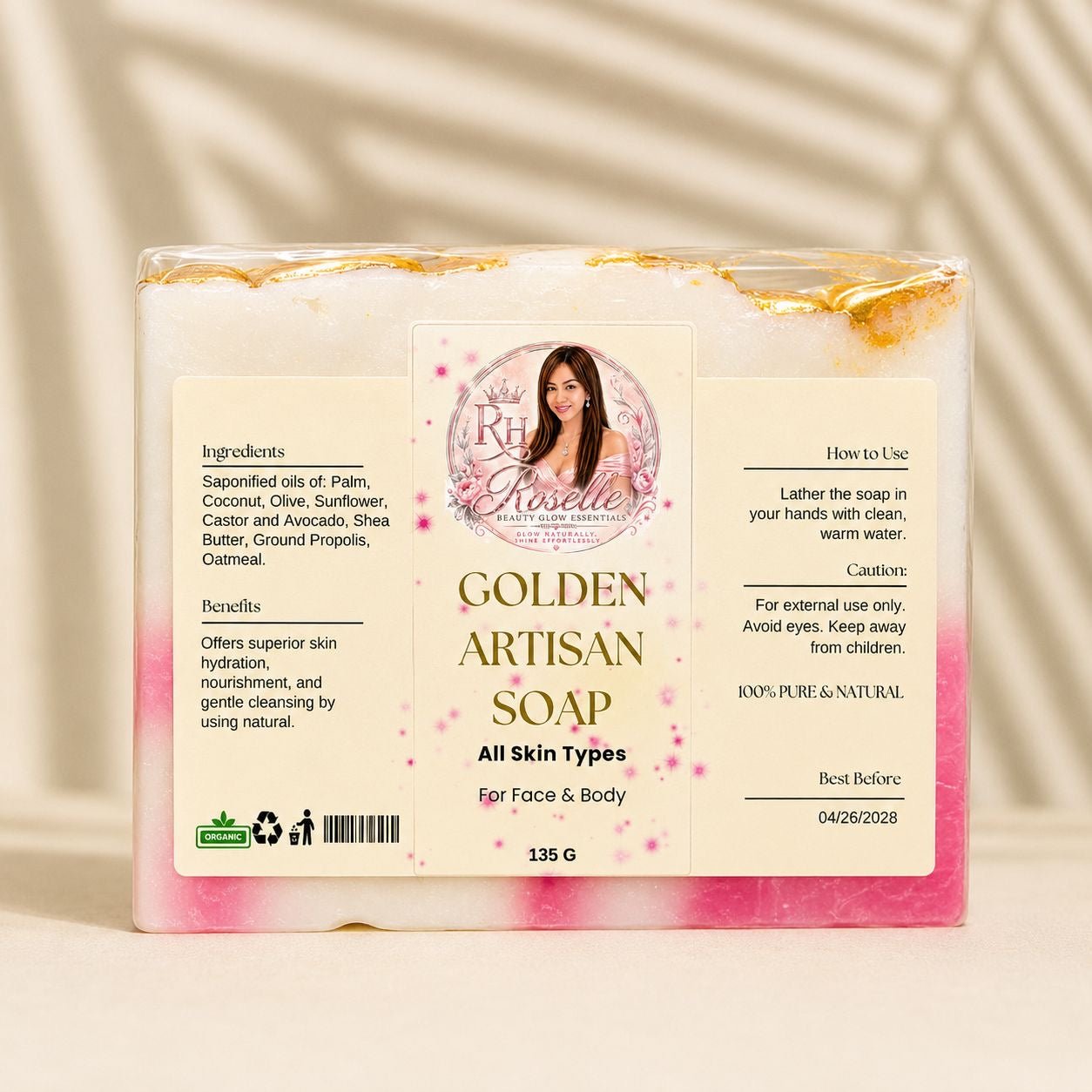 Golden Artisan Soap - for all Skin Type - Roselle