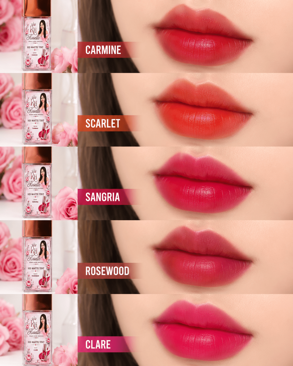 HD Matte Tint – Long Lasting Lip Colour - Roselle