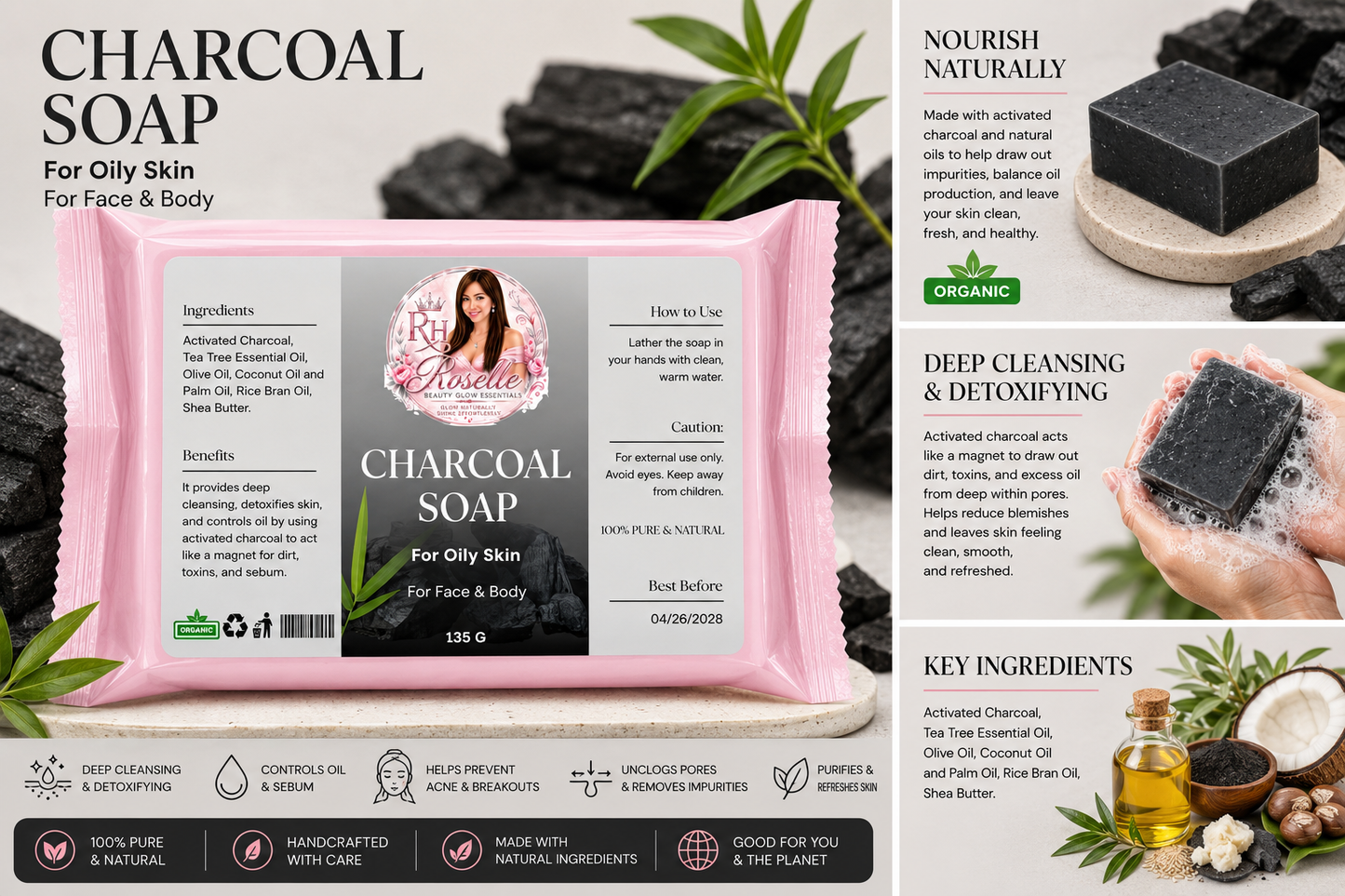 Charcoal Soap - For Oily Skin