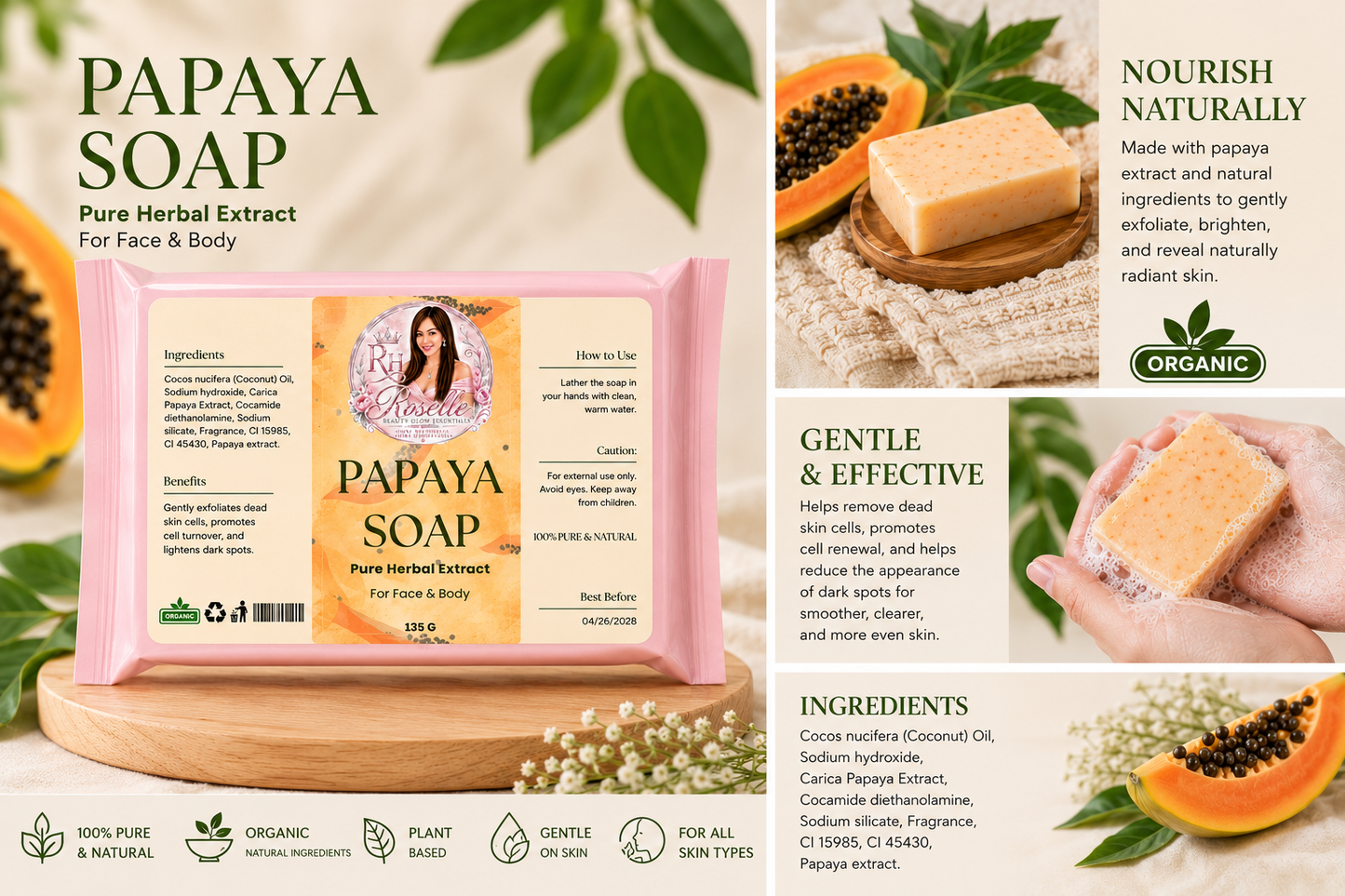 Papaya Soap – Pure Herbal Extract