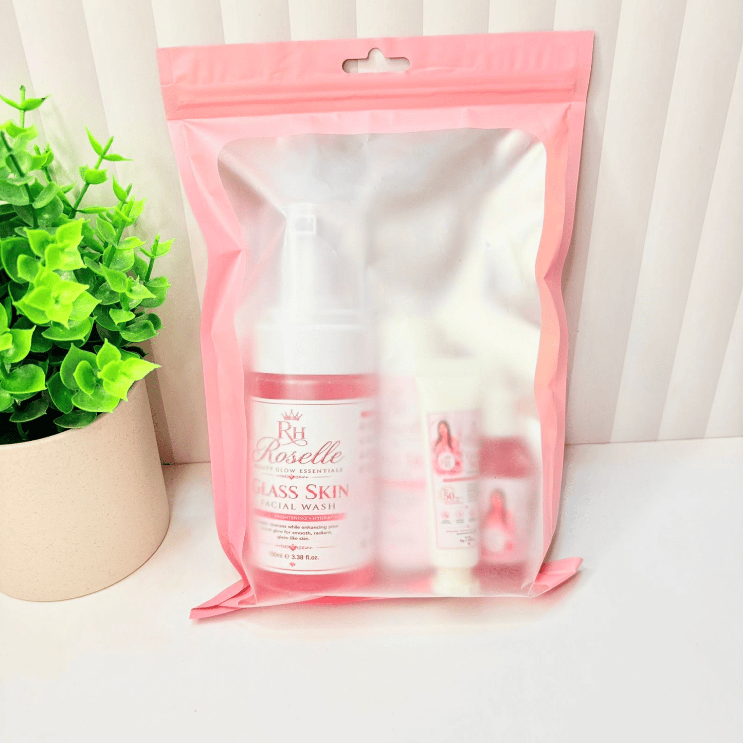 Roselle Beauty Glow Essentials – Glass Skin Set Pink For Women - Roselle
