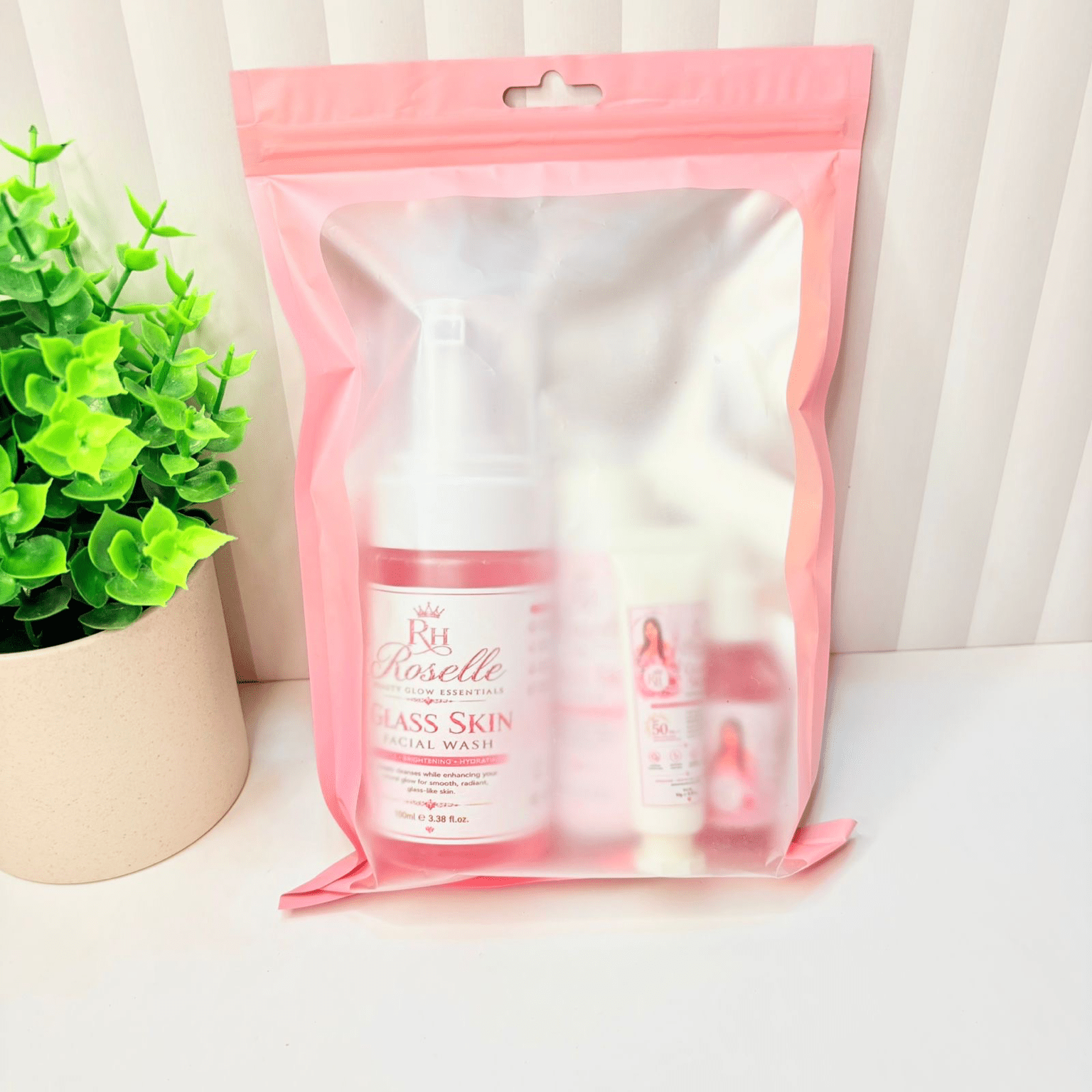 Roselle Beauty Glow Essentials – Glass Skin Set Pink For Women - Roselle