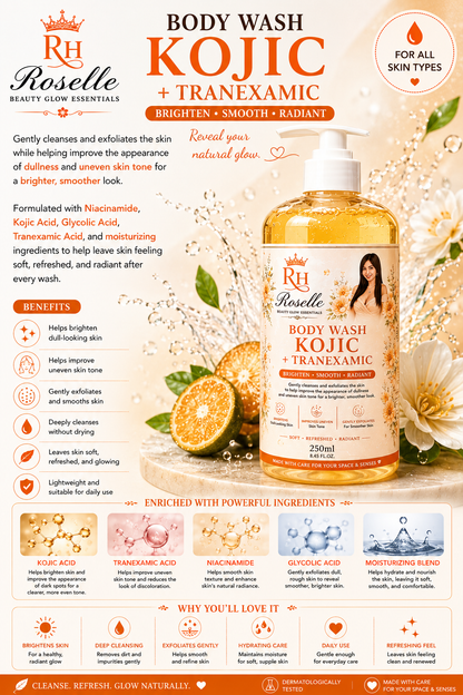 Roselle Body Wash Kojic + Tranexamic